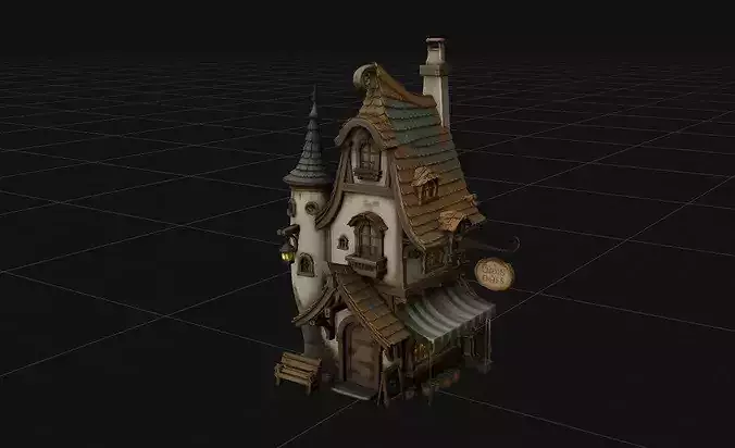 Stylized Fantasy Tavern Shop - High-Poly PBR 4K 3D model