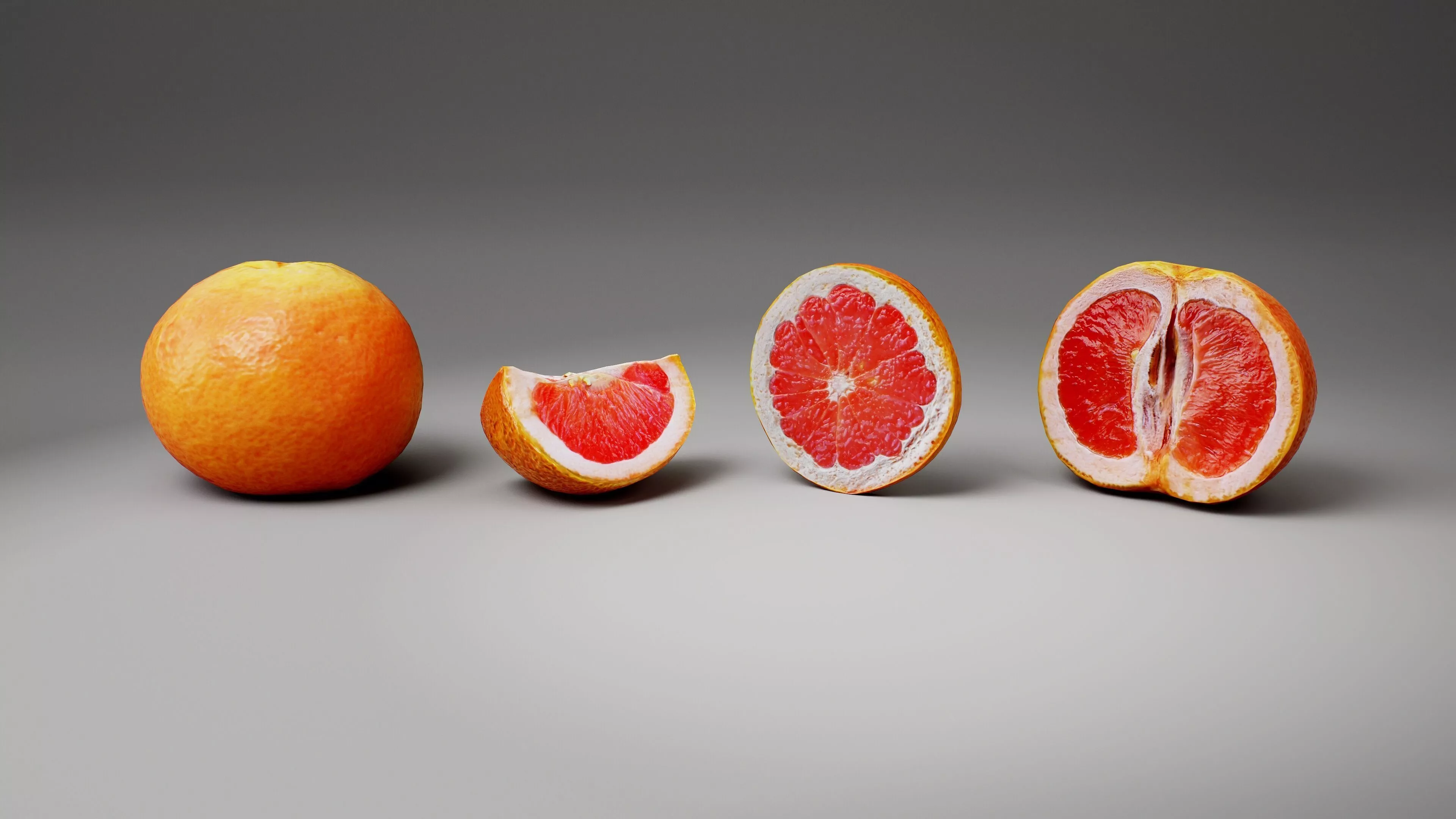 Photorealistic Scanned Grapefruit PBR 3D Collection Low-poly 3D model