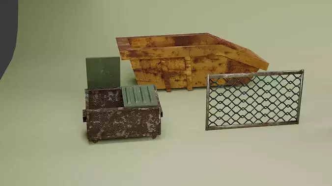 Industrial Alley Prop Pack Low-poly 3D model 4
