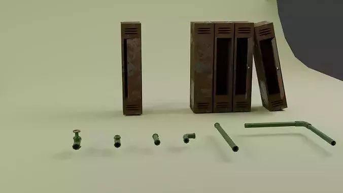 Industrial Alley Prop Pack Low-poly 3D model 6