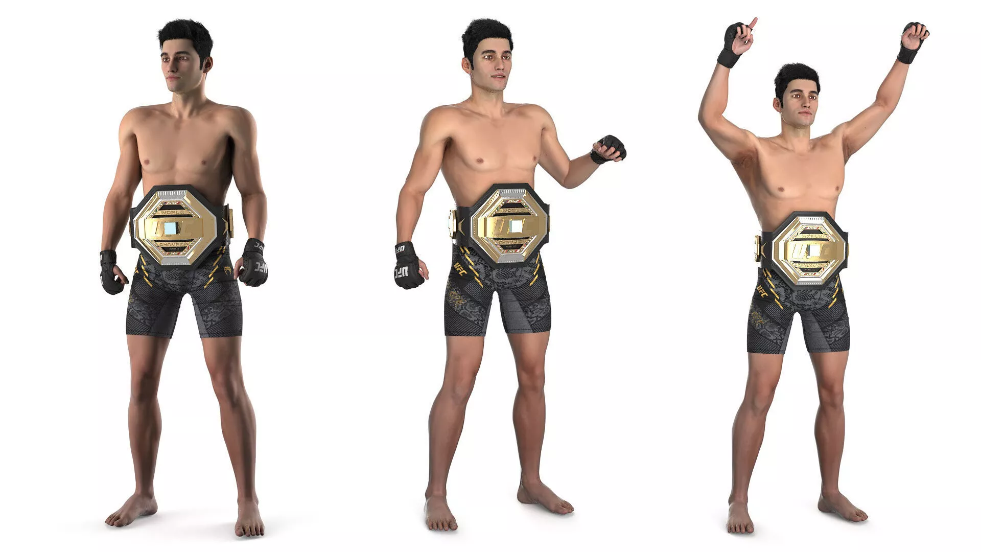 UFC MMA Fighter Wins Animated Fur Rigged 3D model