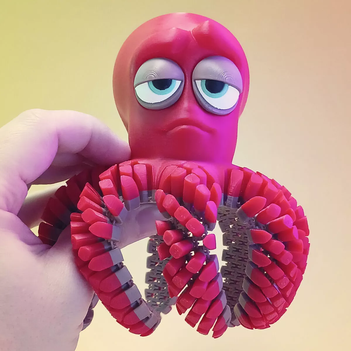 Tired Articulated Cartoon Octopus Print-in-Place Flexi Toy 3D print model