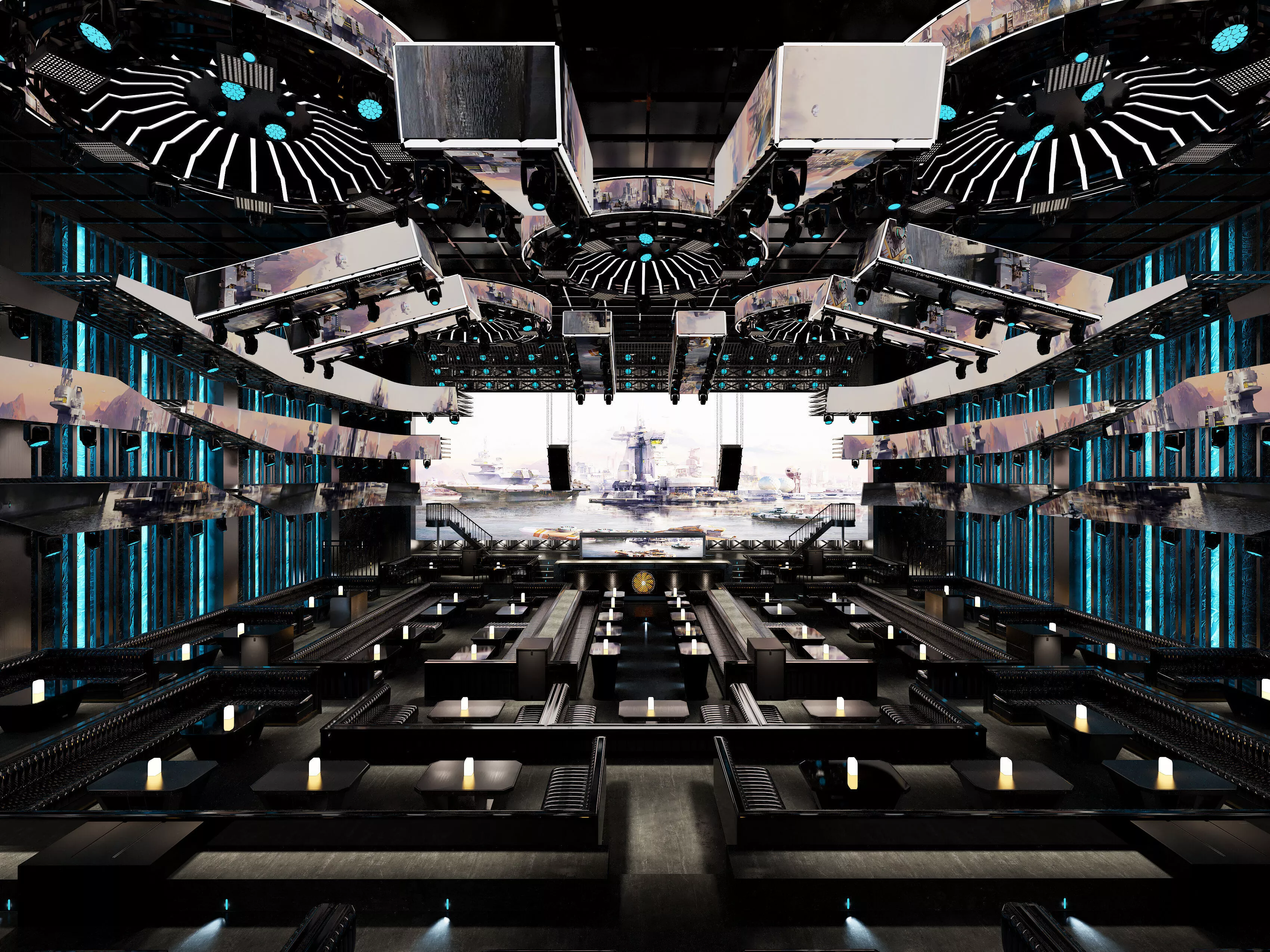 Futuristic bar - nightclub - music and dance 3D model