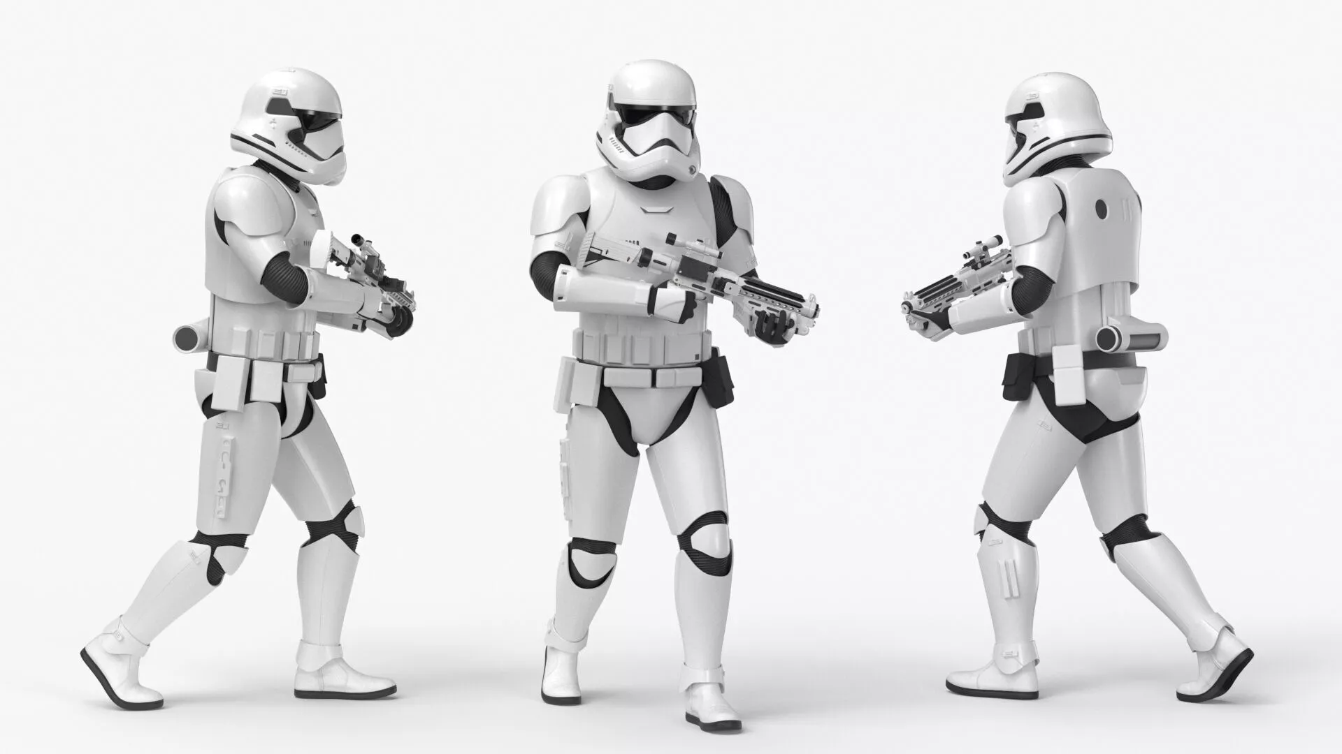 First Order Stormtrooper with Blaster Walking Pose for 3D Print 3D print model