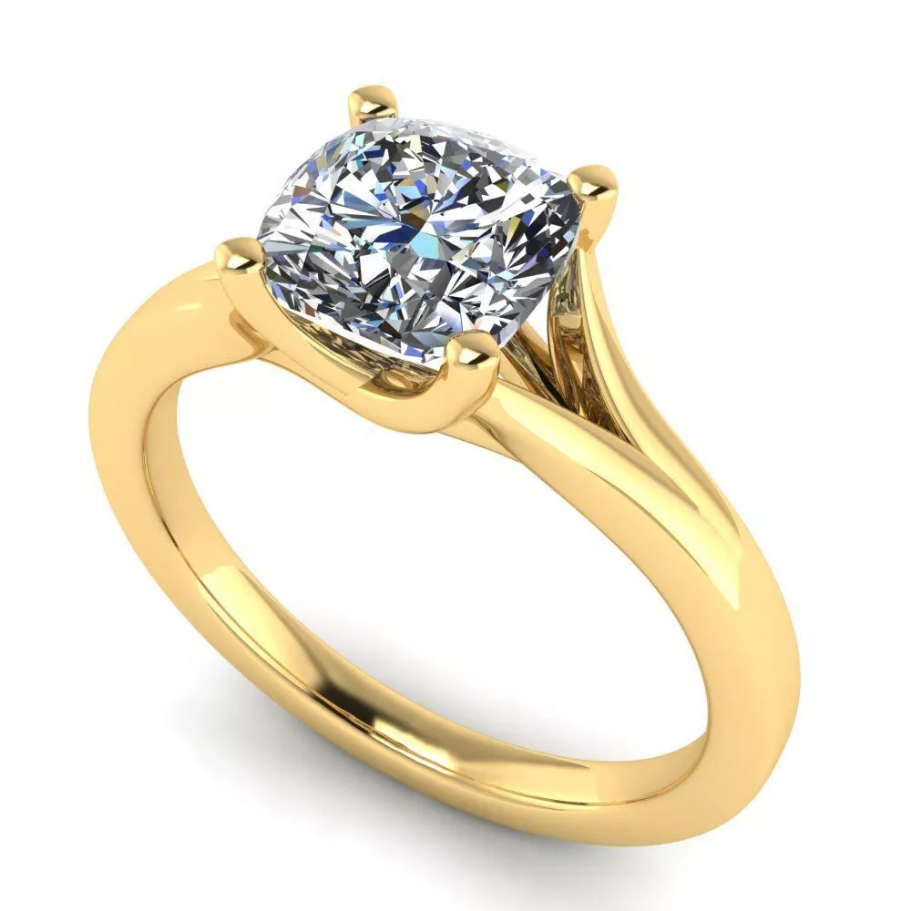 Cushion Solitaire Cathedral Shank Engagement Ring 3D Model print 3D print model