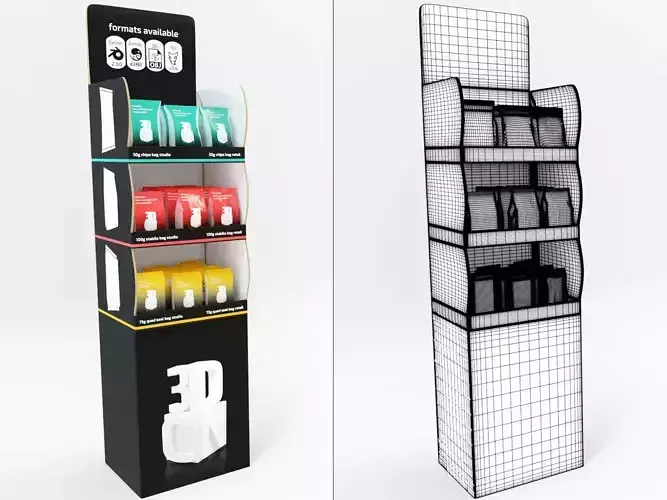 3 Bags Quad seal Pillow and Stabilo bags and display unit