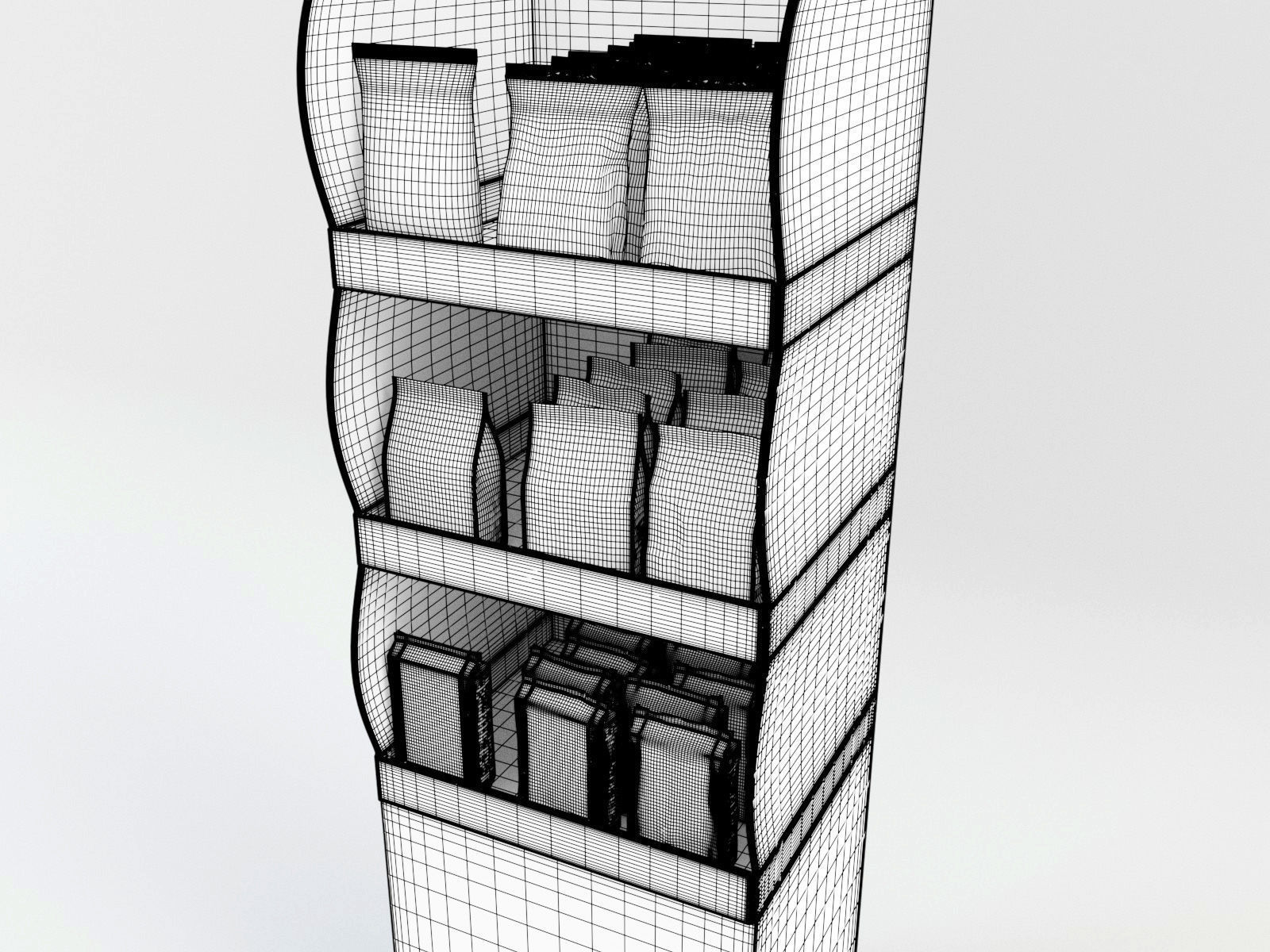 3 Bags Quad seal Pillow and Stabilo bags and display unit 3D model_8