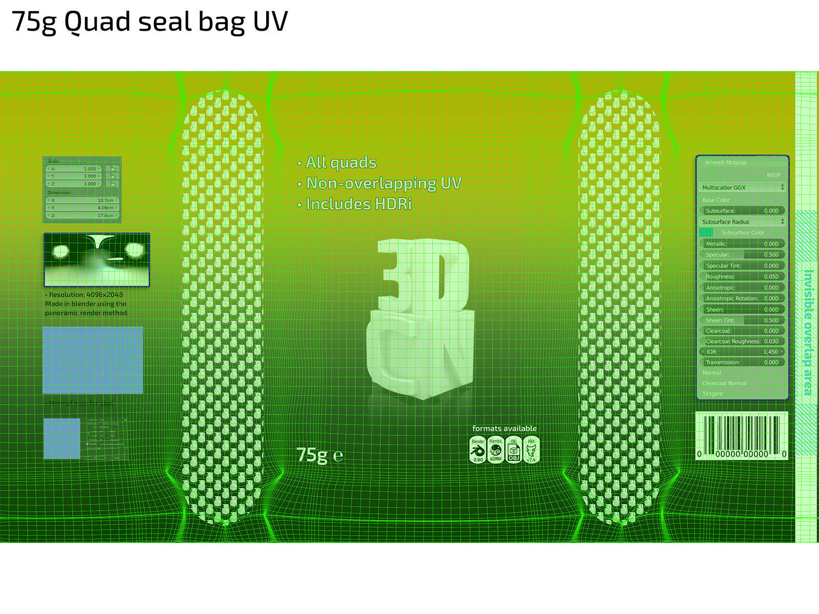 3 Bags Quad seal Pillow and Stabilo bags and display unit 3D model_10