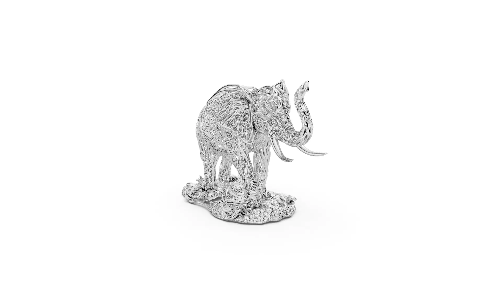 Silver Elephant Statue 3D print model
