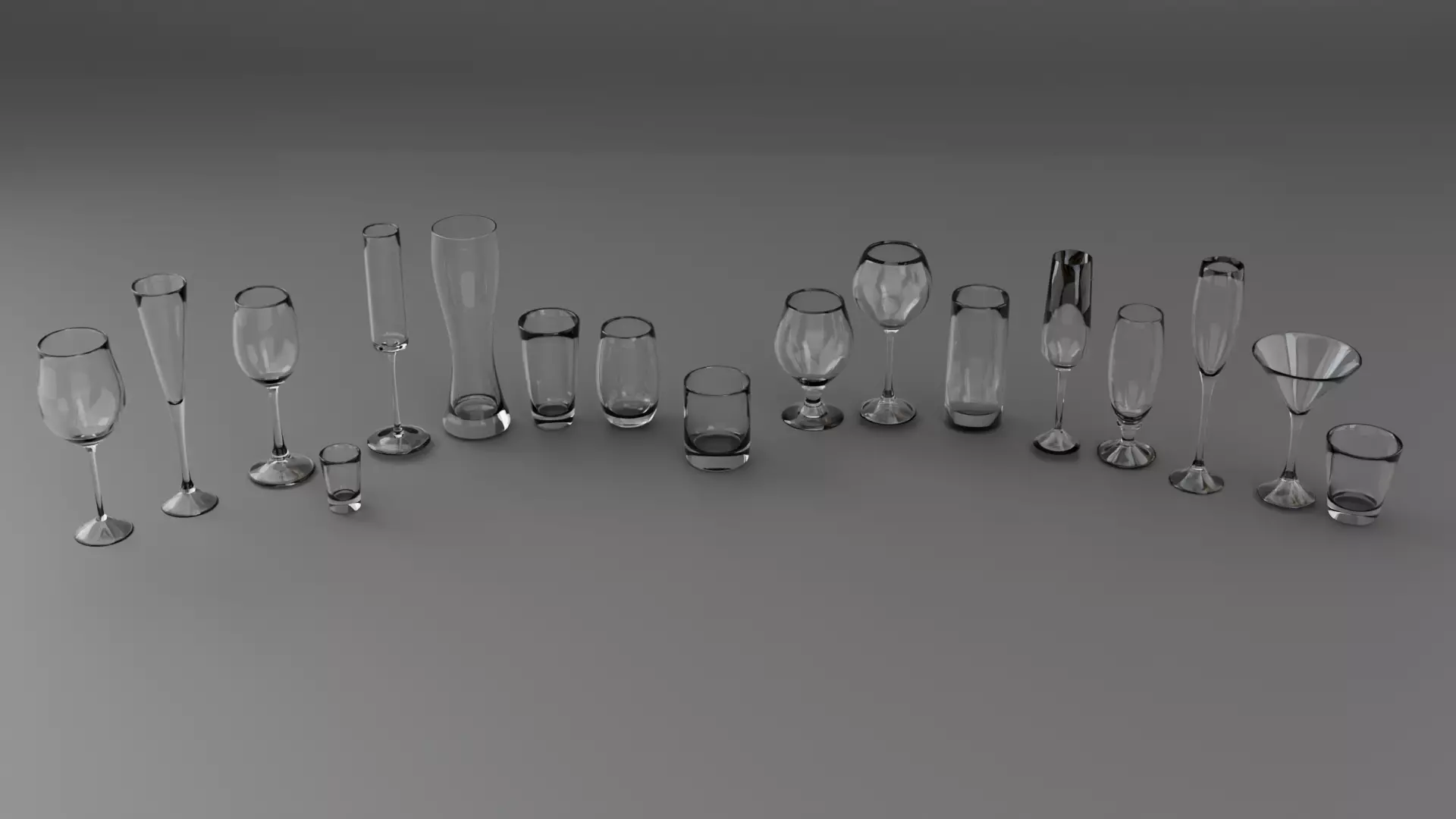 17 Professional Realistic Drinking Glassware Collection 3D model