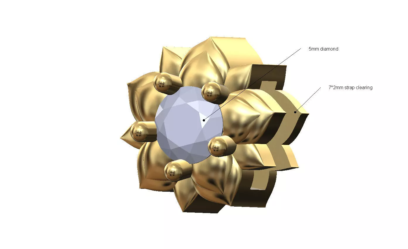 Lotus rose diamond bracelet bead slider charm 3D print model