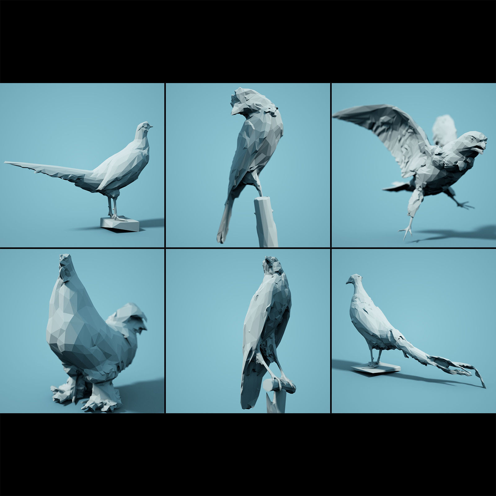 Low Poly bird Collection Low-poly 3D model_3
