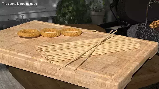 Wooden Skewers 3D model 2