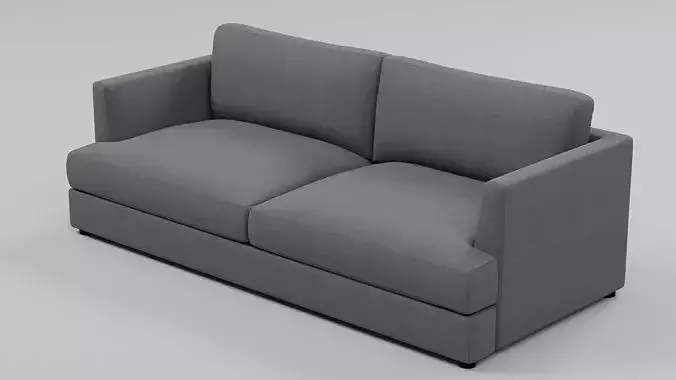 Modern 2 Seater Sofa - Slim Track Arm Fabric Loveseat 04