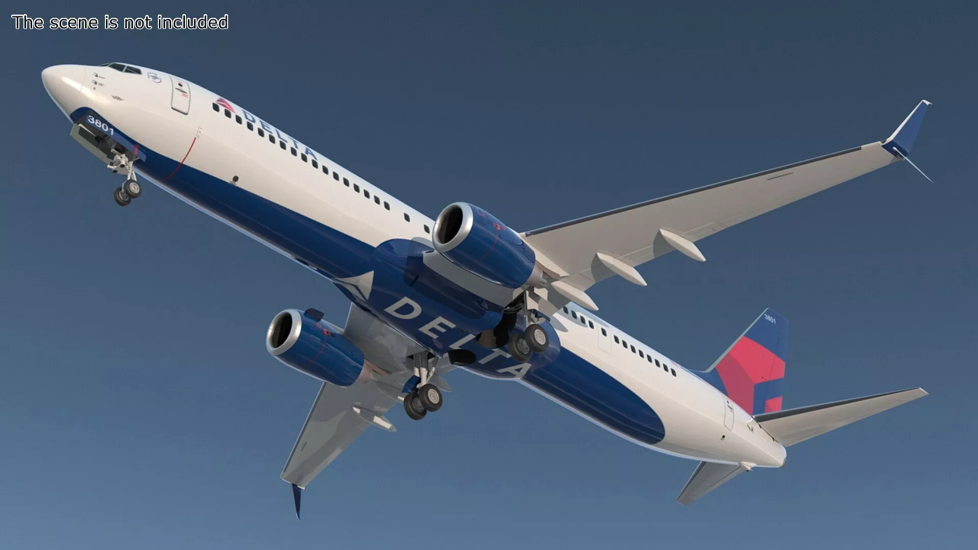 Delta Air Lines Boeing 737-900 with Cabin and Doors Rigged 3D model