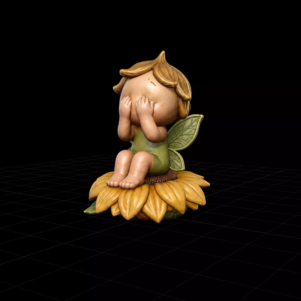 Shy Sunflower Fairy Baby STL 3D model