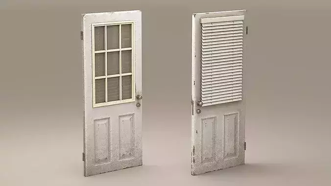 Old Front Door with Blinds 3D model 4