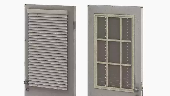 Old Front Door with Blinds 3D model 7