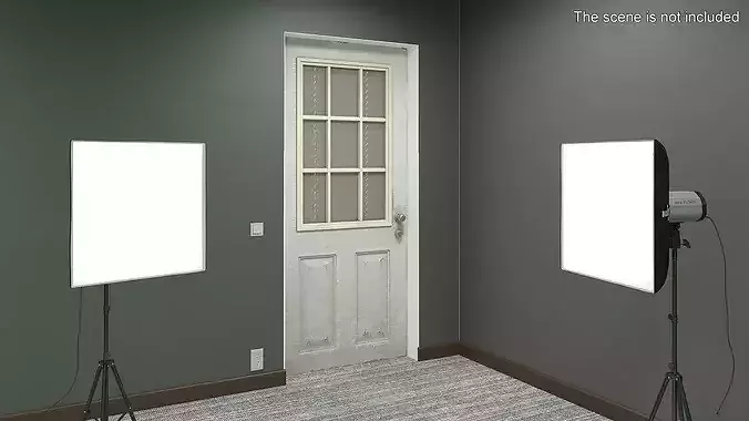 Old Front Door with Blinds 3D model 3