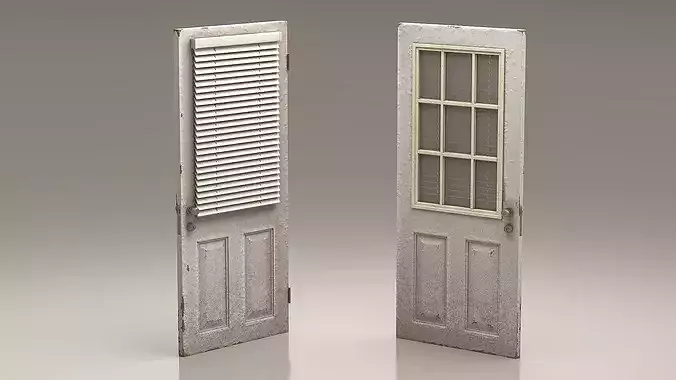 Old Front Door with Blinds 3D model 5