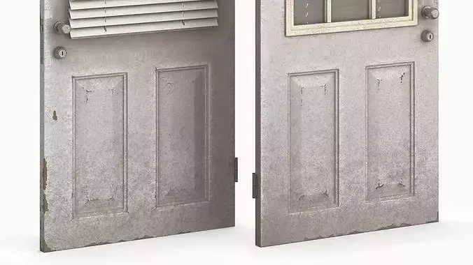 Old Front Door with Blinds 3D model 6