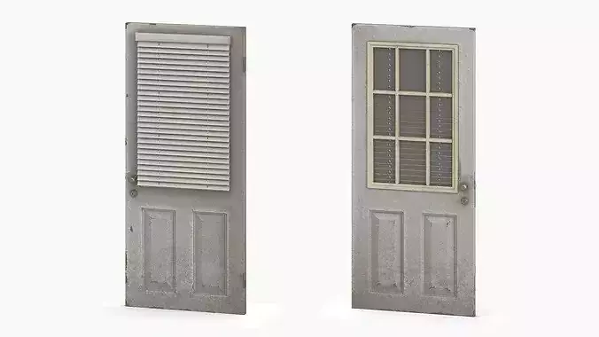 Old Front Door with Blinds 3D model
