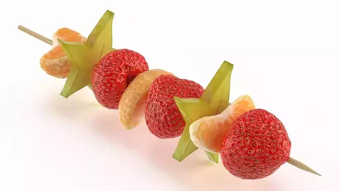 Fruits on Wooden Skewer 3D model 5
