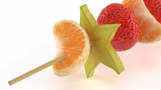 Fruits on Wooden Skewer 3D model 7