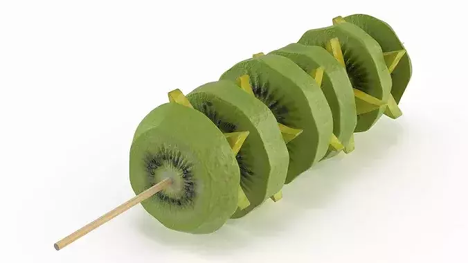 Kiwi on Wooden Skewer 3D model 5
