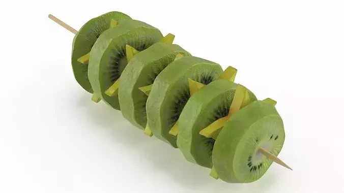 Kiwi on Wooden Skewer 3D model 2