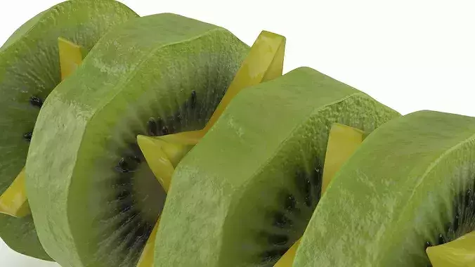 Kiwi on Wooden Skewer 3D model 7