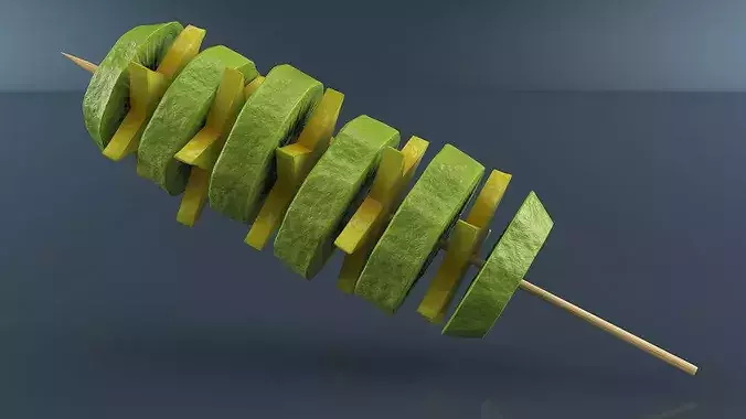 Kiwi on Wooden Skewer 3D model