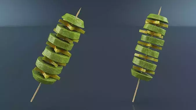 Kiwi on Wooden Skewer 3D model 4