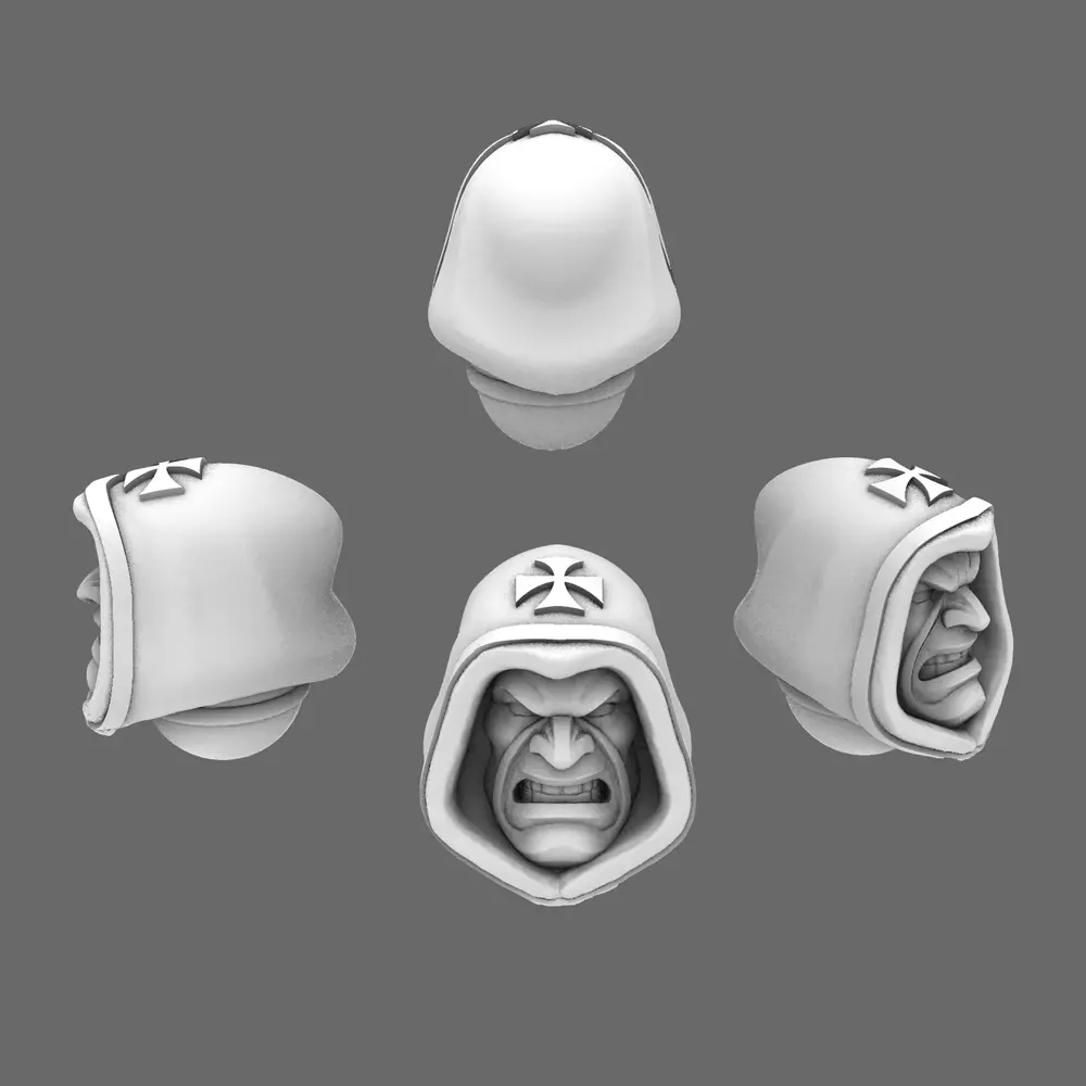 Crusader Knights Hooded Heads 3D print model