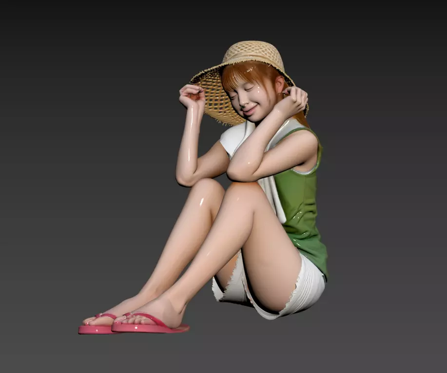 C127 - Oriental Scene - A Cool Girl Under the Blazing Sun 1 3D model