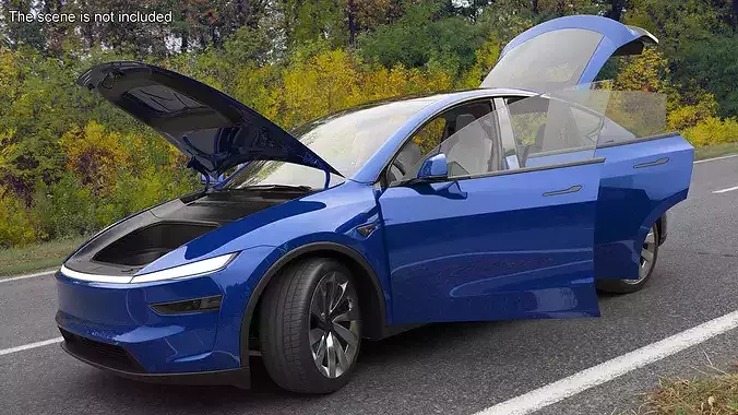 Blue Tesla Model Y Juniper 2025 3D model 4