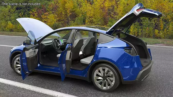 Blue Tesla Model Y Juniper 2025 3D model 5