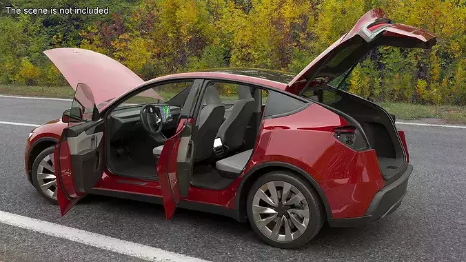 Red 2025 Tesla Model Y Juniper 3D model 5