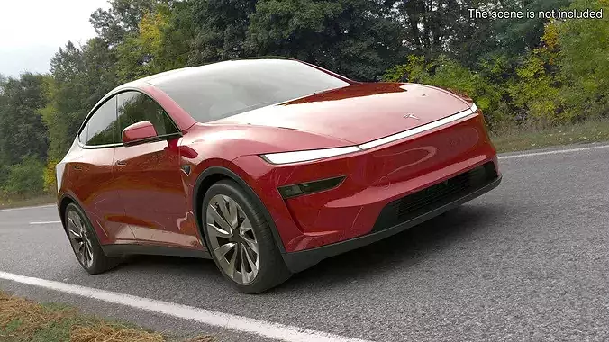 Red 2025 Tesla Model Y Juniper 3D model 2