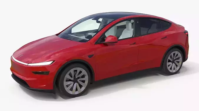 Red 2025 Tesla Model Y Juniper 3D model