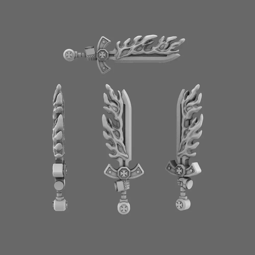 Crusader Knights Flaming Sword RIGHT 3D print model