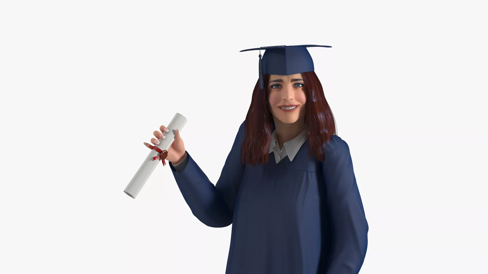 Graduate Woman with Cap and Gown Rigged 3D model