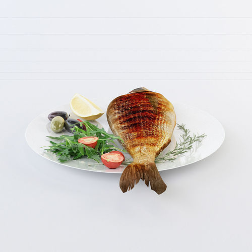 Cooked fish 3D model 7