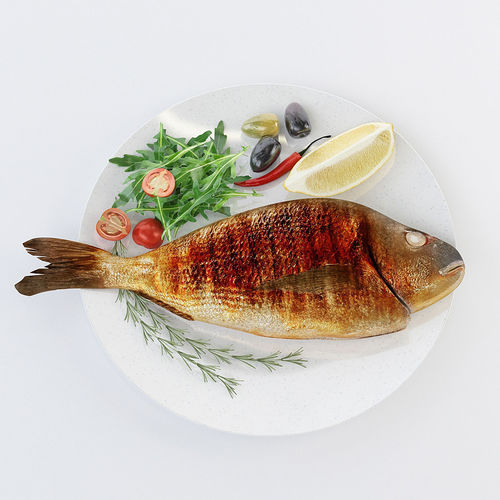 Cooked fish 3D model 3
