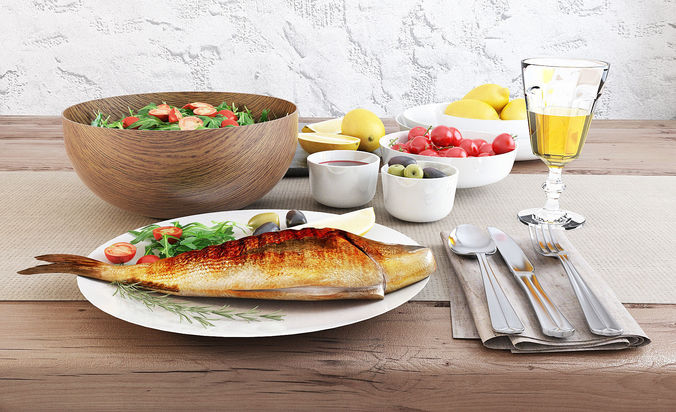 Cooked fish 3D model 2
