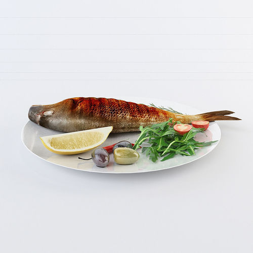 Cooked fish 3D model 6