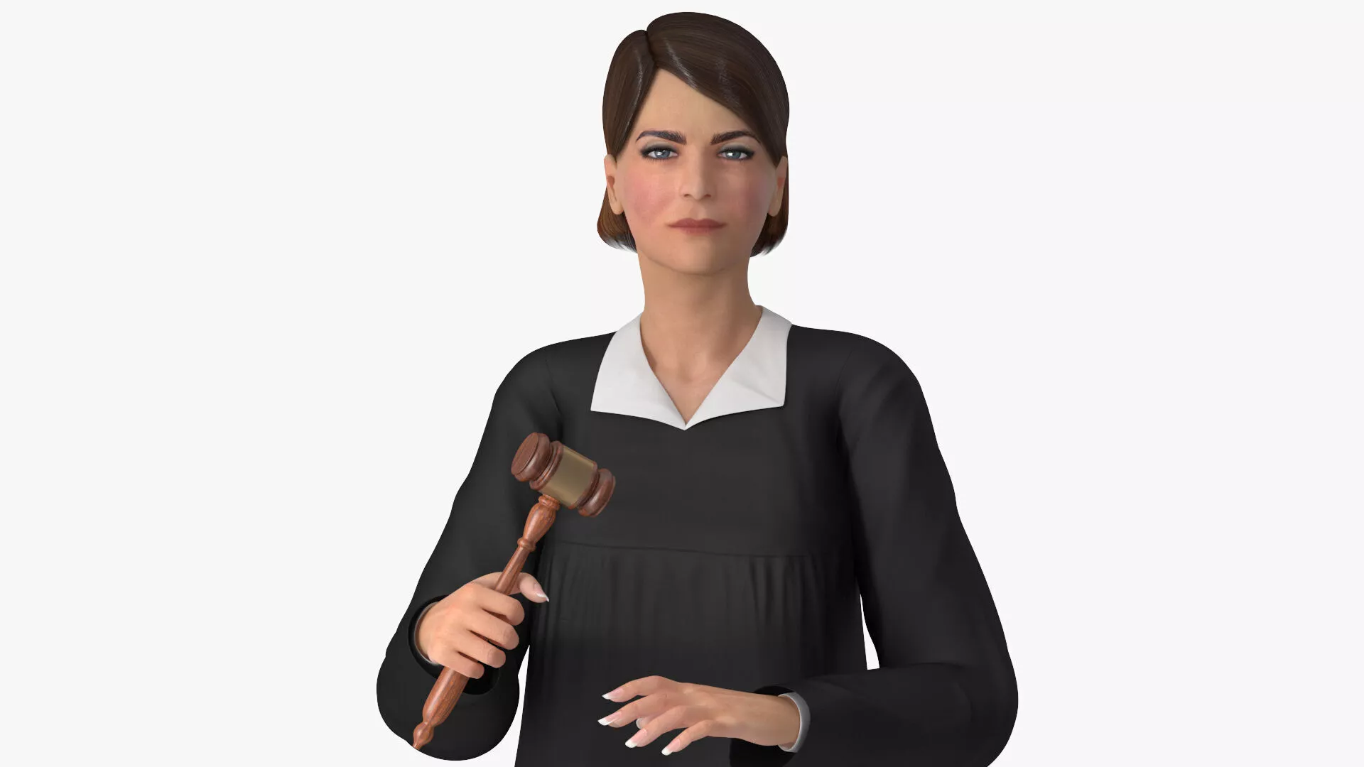 Female Judge Holding Gavel Rigged 3D model