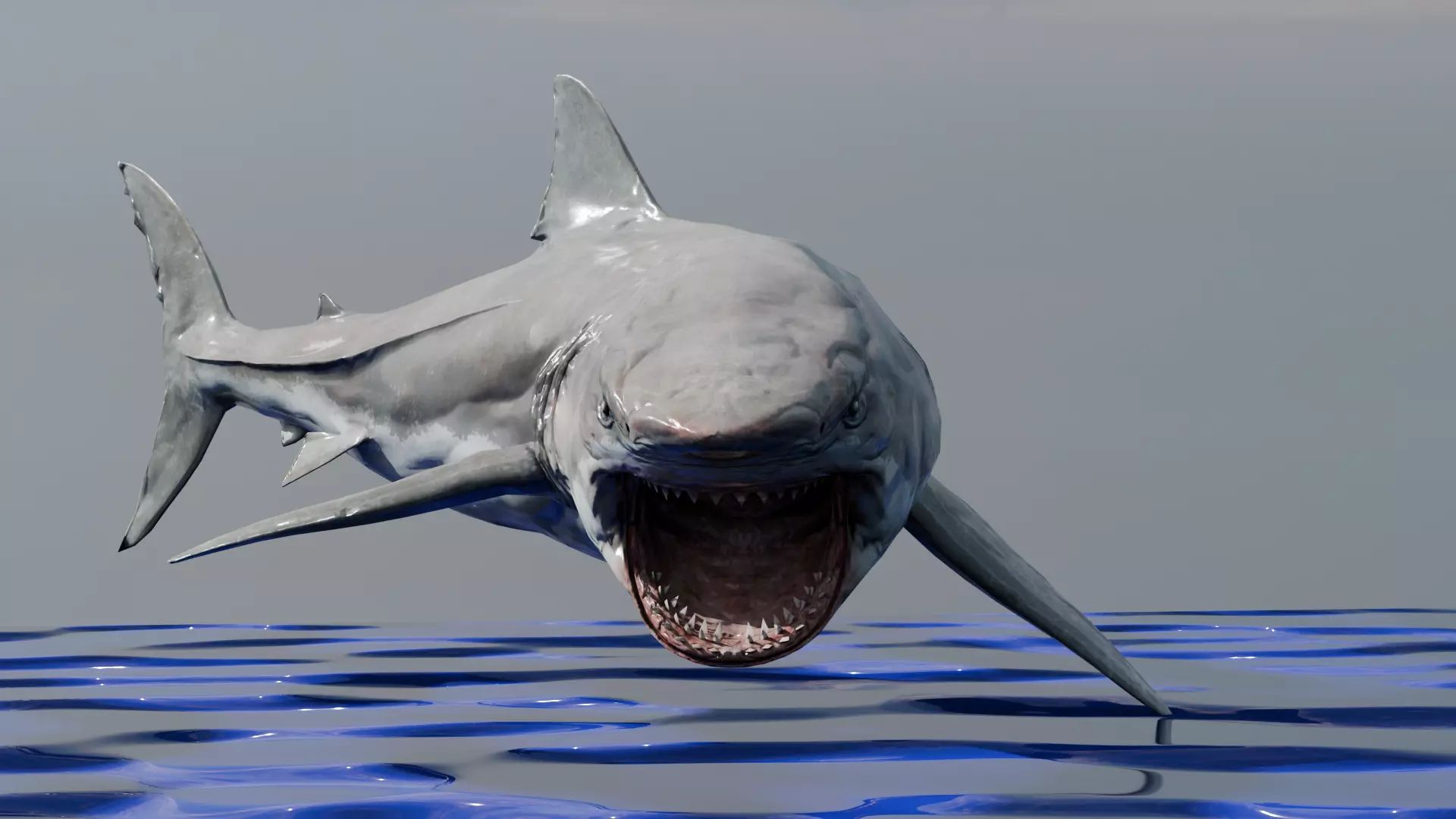 Great white shark Low-poly 3D model