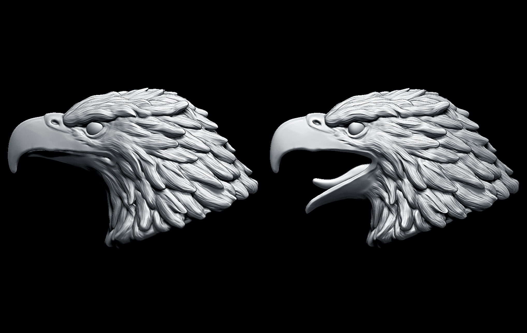 Eagle heads 3D print model_1