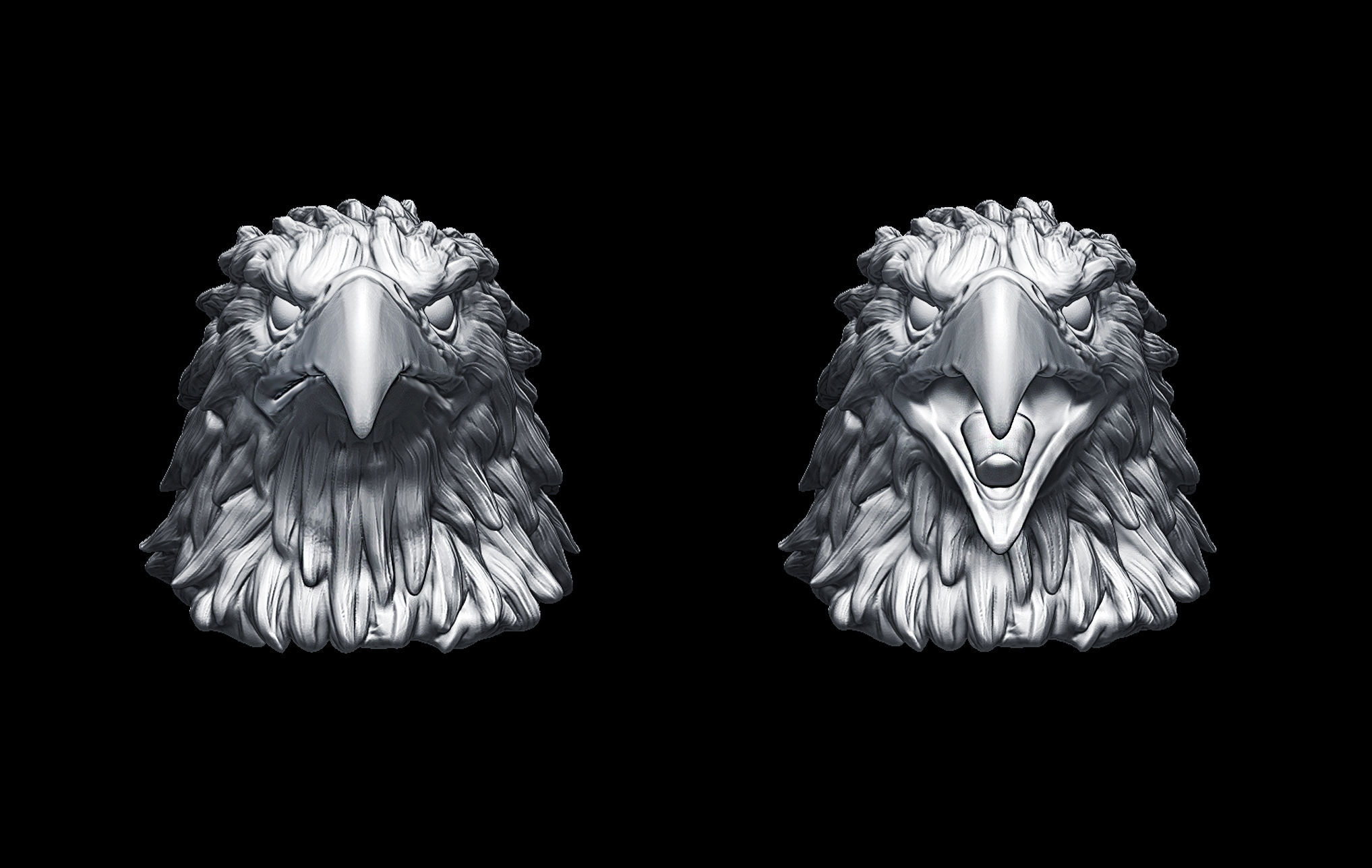 Eagle heads 3D print model_2